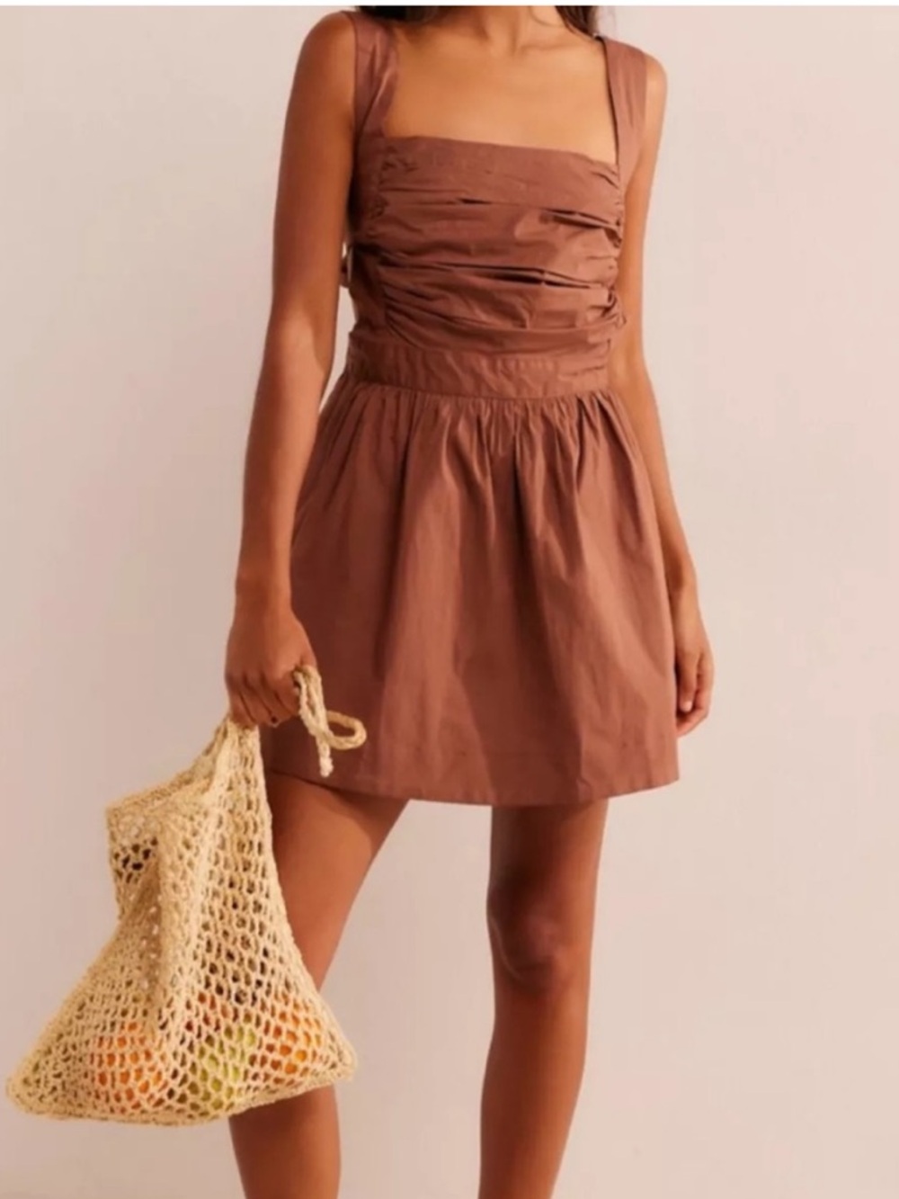 Free People Meet Me in Maui mini dress Color Brownie Size Small